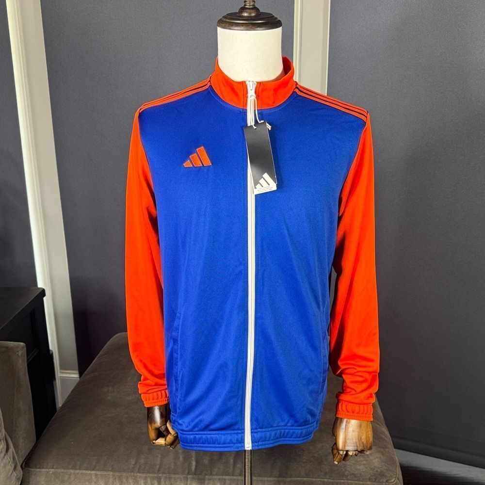 Adidas Men’s Ent22 Track Training Jacket Royal Blue Orange Full Zip Small NWT